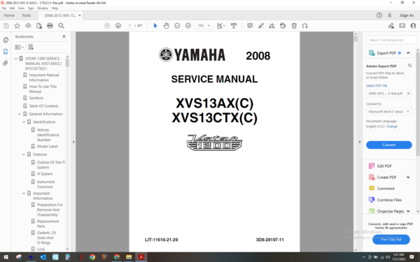 2008 2012 yamaha v star 1300 download service manual