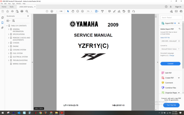 2009 2011 Yamaha YZF R1 download service manual