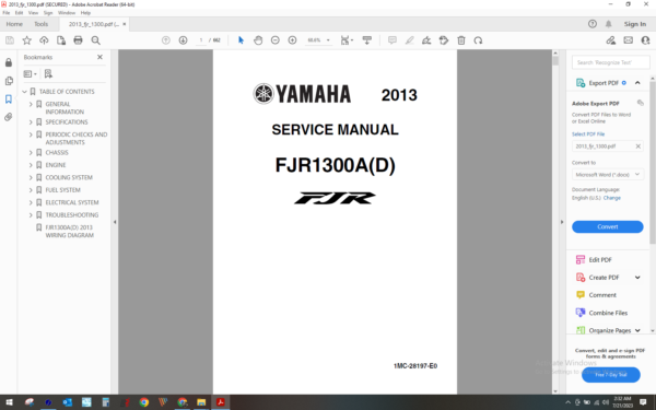 2013 Yamaha fjr 1300 download service manual