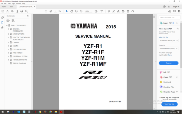 2015 2016 Yamaha Yzf R1 download service manual