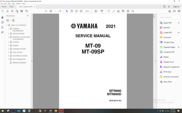 2021 Yamaha MT 09 download service manual