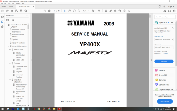 2008 2012 yamaha YP 400 X Majesty download service manual