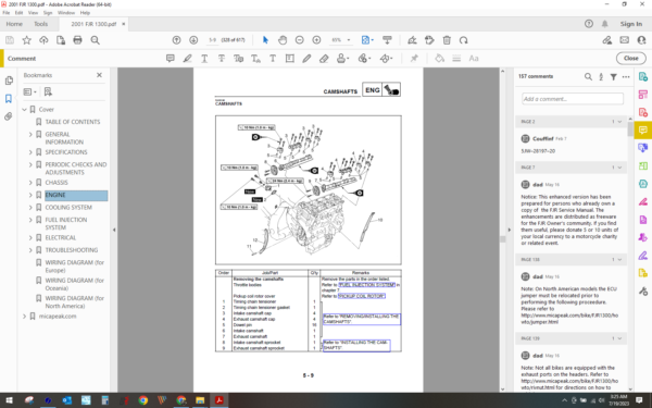 2001 yamaha FJR 1300 download service manual