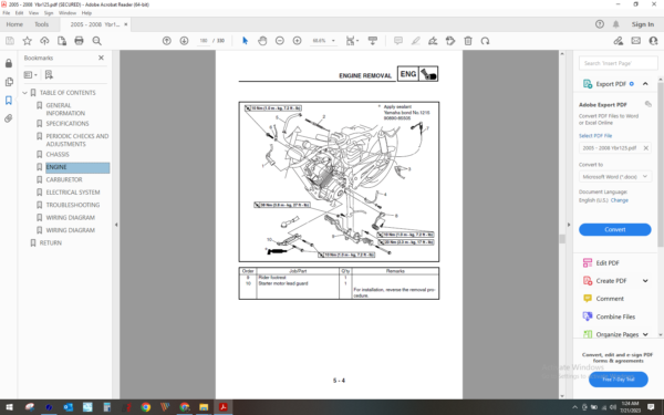 2005 2008 Yamaha Ybr 125 download service manual