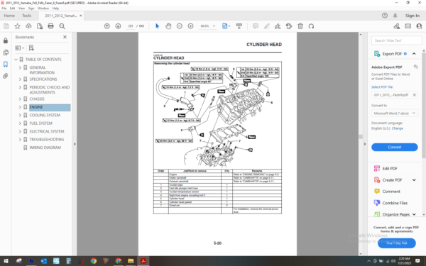 2011 2012 Yamaha Fz8s Fazer 8 download service manual