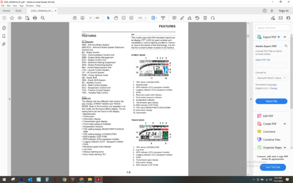 2020 Yamaha Yzf R1 download service manual