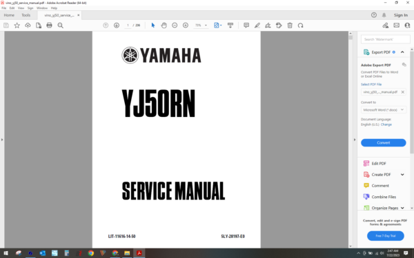 2000 yamaha vino yj 50 download service manual