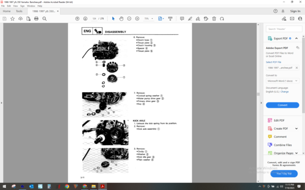 1986 1997 Yamaha atv yfz 350 Banshee download service manual