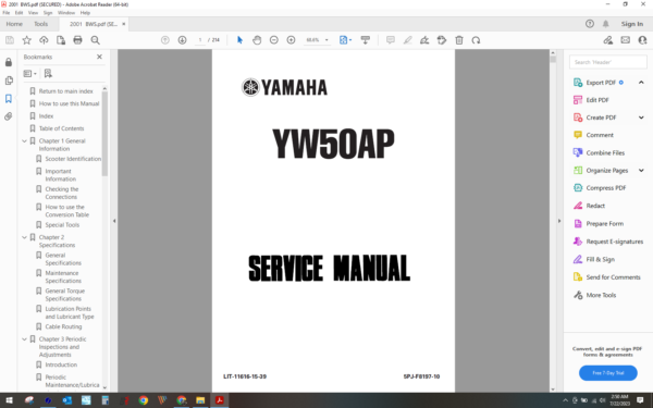 2001 yamaha BWS 50 download service manual