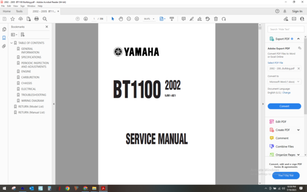 2002 2005 yamaha BT 1100 Bulldog download service manual