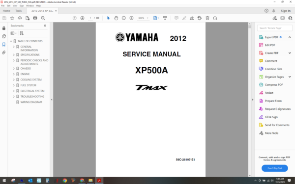 2012 2013 Yamaha XP 530 TMAX 530 download service manual