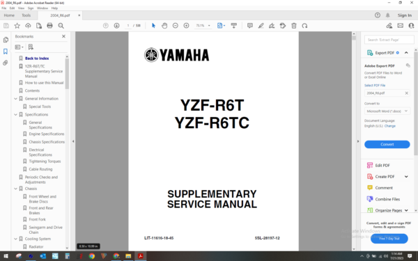 2004 Yamaha YZF R6 download service manual