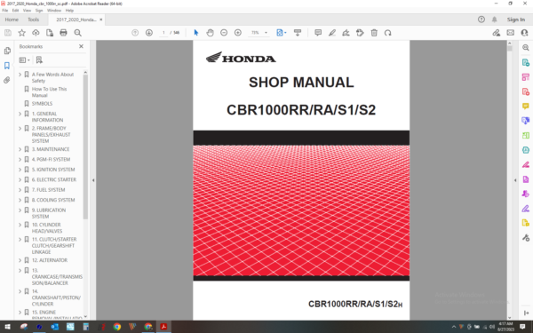 2017 2020 honda CBR1000RR download service manual